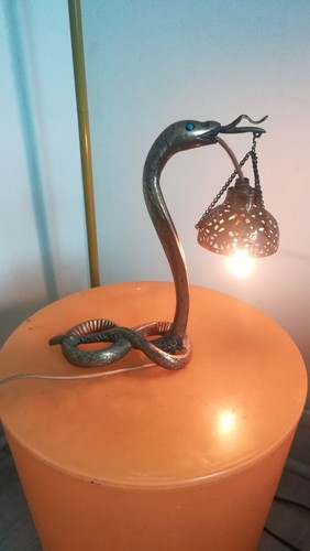 Lampe cobra bonze orientaliste - lampe,